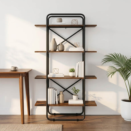 Vidaxl boekenrek 4-laags 60 x 35 x 140 cm pb gerookt eiken
