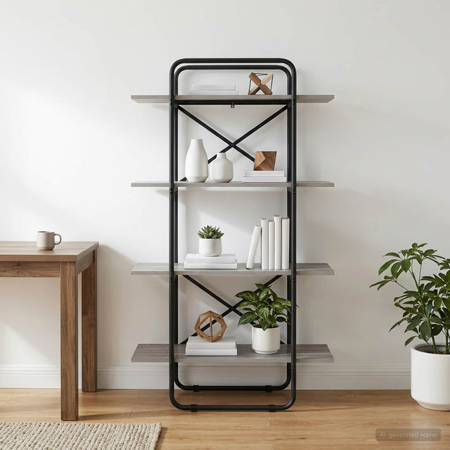 Vidaxl boekenrek 4-laags 60 x 35 x 140 cm pb grijs sonoma