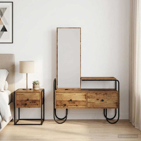 Vidaxl plafondtafel met lade oud hout 100 x 36,5 x 136 cm bewerkt hout