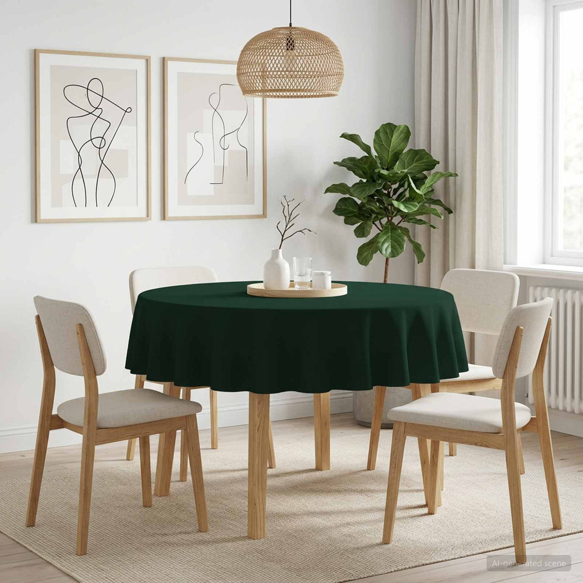 Vidaxl tafelkleed 5 st rond donkergroen ø 180 cm polyester