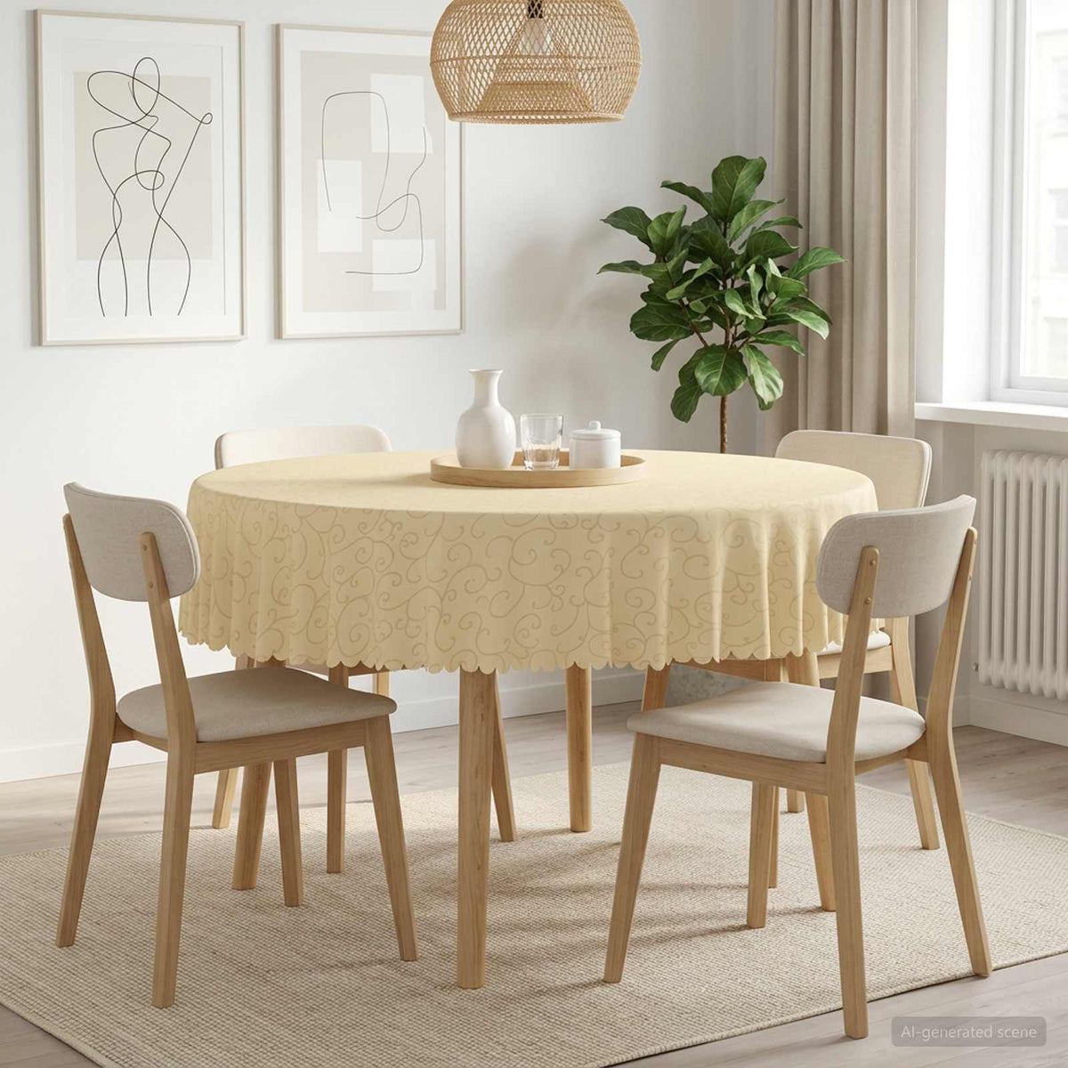Vidaxl tafelkleed rond crèmewit ø 140 cm