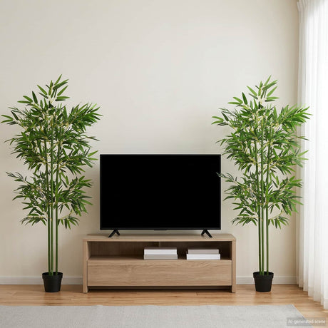 Vidaxl nepp bambo boom 2 st groen 45 x 18 x 175 cm stof en bamboe