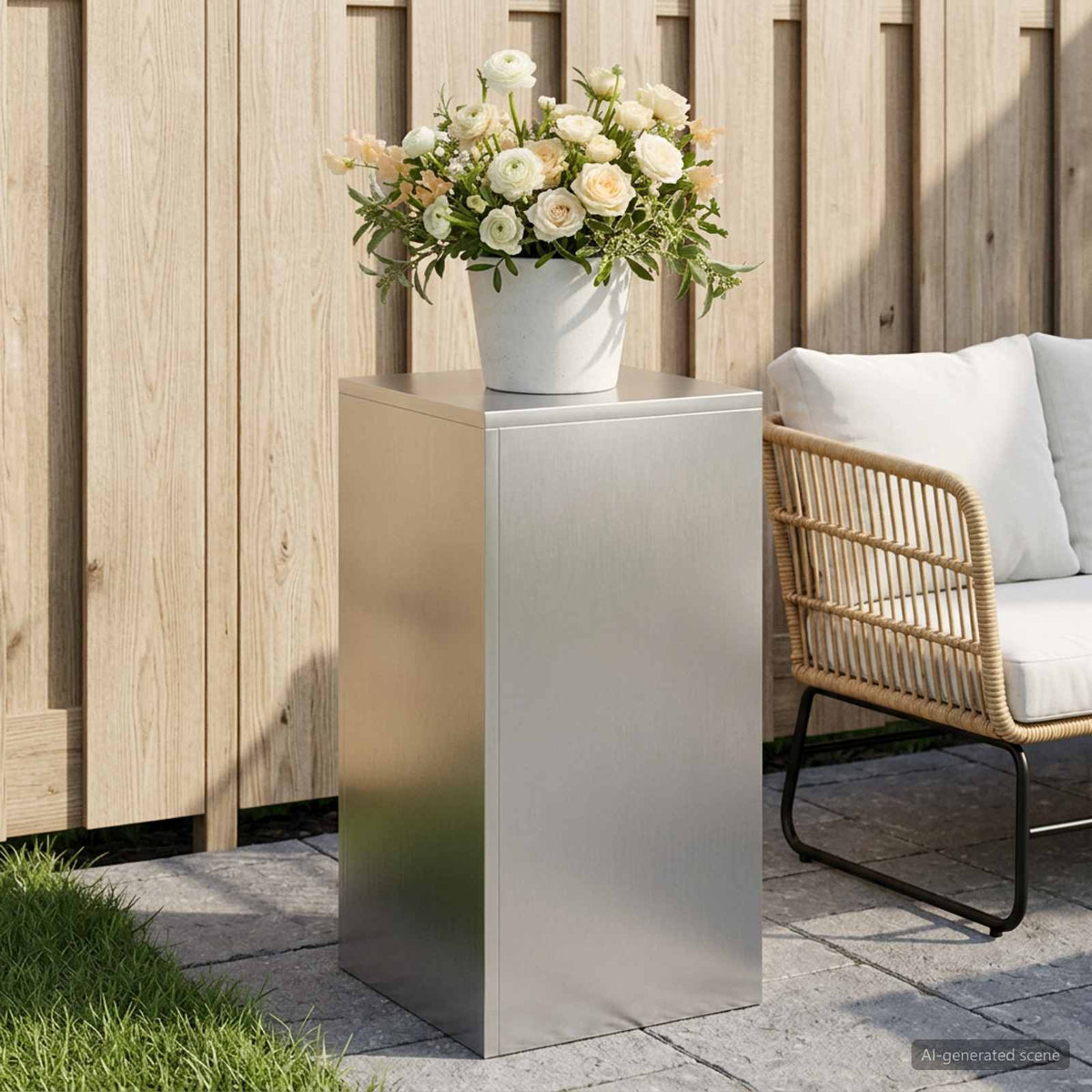 Vidaxl plantenstandaard zilver 30 x 30 x 60 cm staal