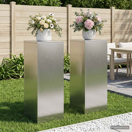Vidaxl plantenstandaard 2 pcs zilver 30 x 30 x 80 cm staal
