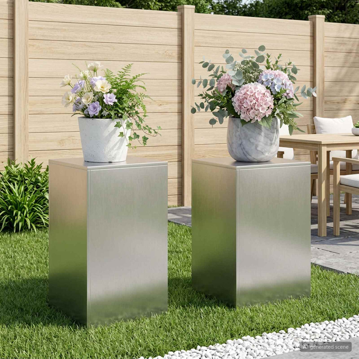 Vidaxl plantenstandaard 2 pcs zilver 40 x 40 x 60 cm staal