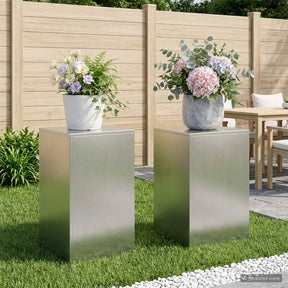 Vidaxl plantenstandaard 2 pcs zilver 40 x 40 x 60 cm staal