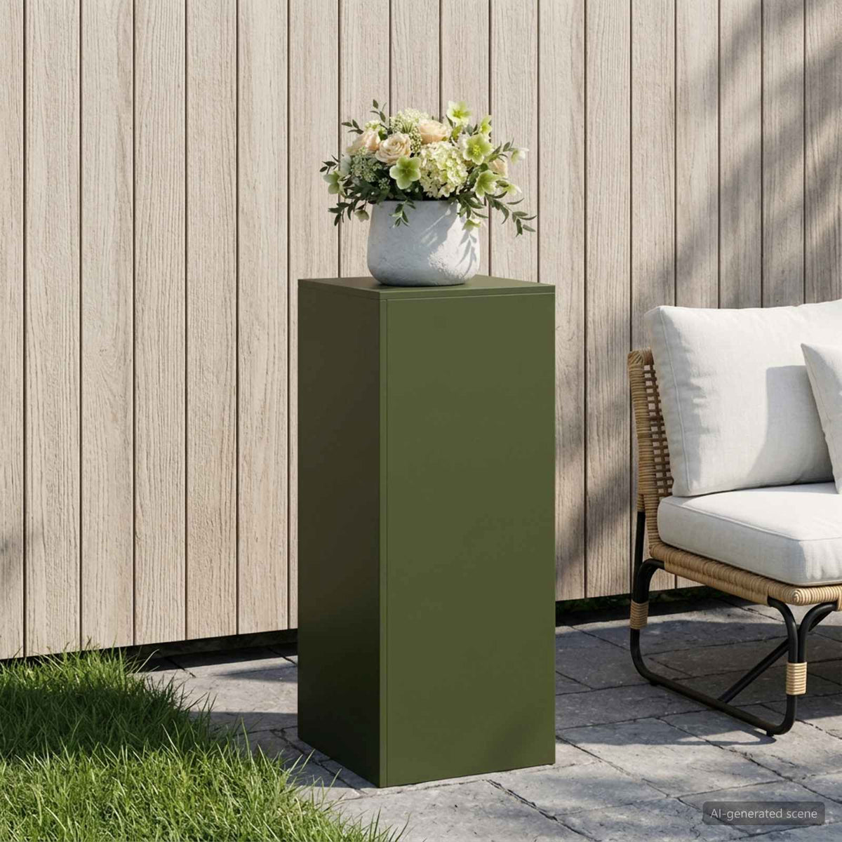 Vidaxl plantenstandaard olijfgroen 40 x 40 x 100 cm weervast staal
