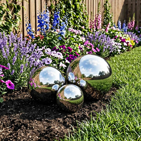 Vidaxl spiegelbol 3 st ø 20 cm zilver rvs 201