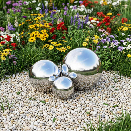Vidaxl spiegelbol 3 st ø 20 cm zilver rvs 201