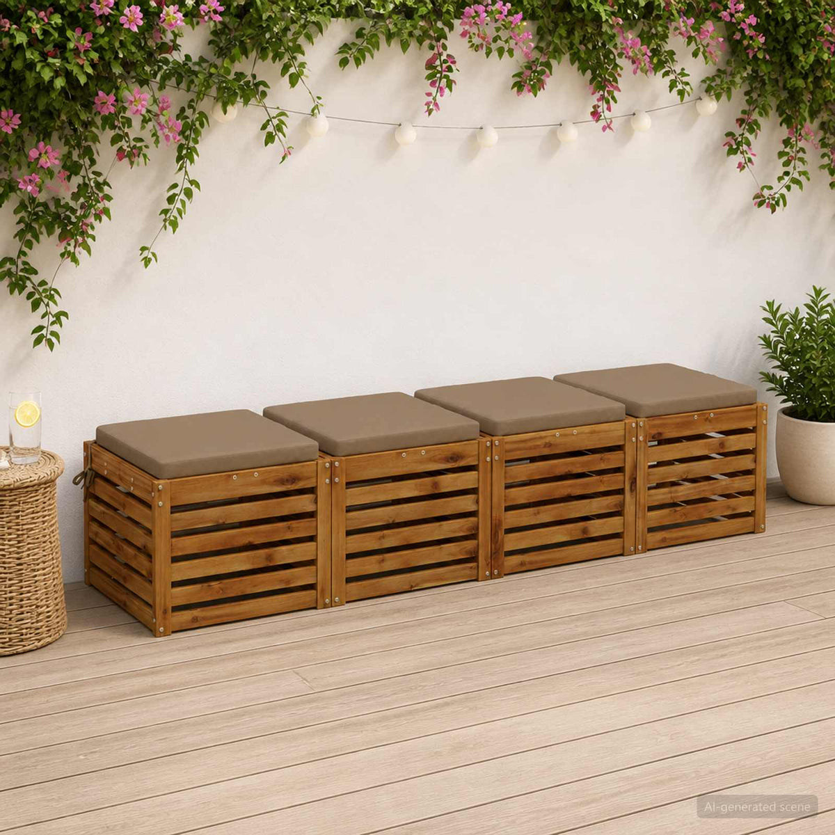 Vidaxl 4-piece zitkussens soest 4 st 100% polyester taupe