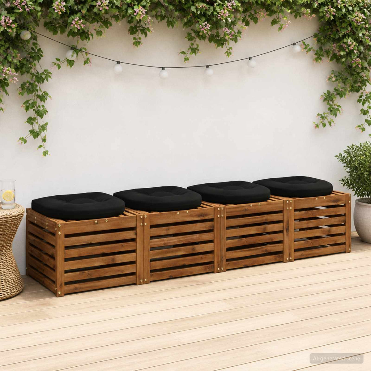 Vidaxl 4-piece zitkussens 4 st 100% polyester zwart 40 x 40 x 5 cm