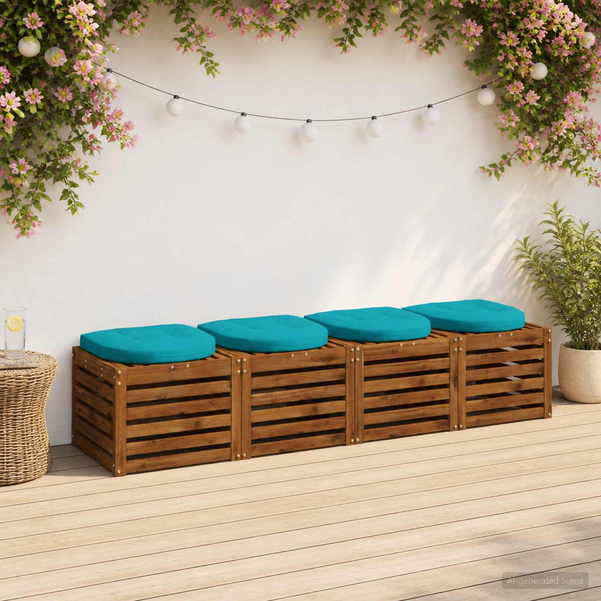 Vidaxl 4-piece zitkussens 4 st 100% polyester turquoise 45 x 45 x 5 cm