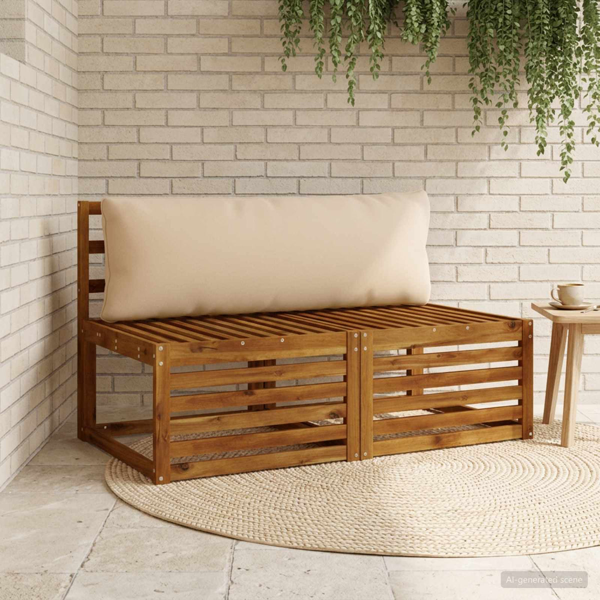 Vidaxl 1-delig rugkussen putten 100% polyester zand 120 x 40 x 15 cm