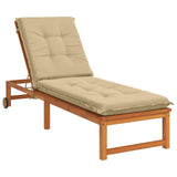 Vidaxl ligstoel kussen gemert 100% polyester beige 190 x 60 x 9 cm