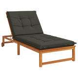 Vidaxl ligstoel kussen gemert 100% polyester antraciet 190 x 70 x 9 cm