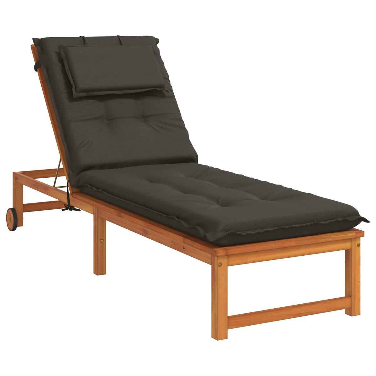 Vidaxl ligstoel kussen gemert 100% polyester antraciet 190 x 50 x 9 cm