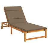 Vidaxl ligstoel kussen gemert 100% polyester taupe 200 x 90 x 3 cm