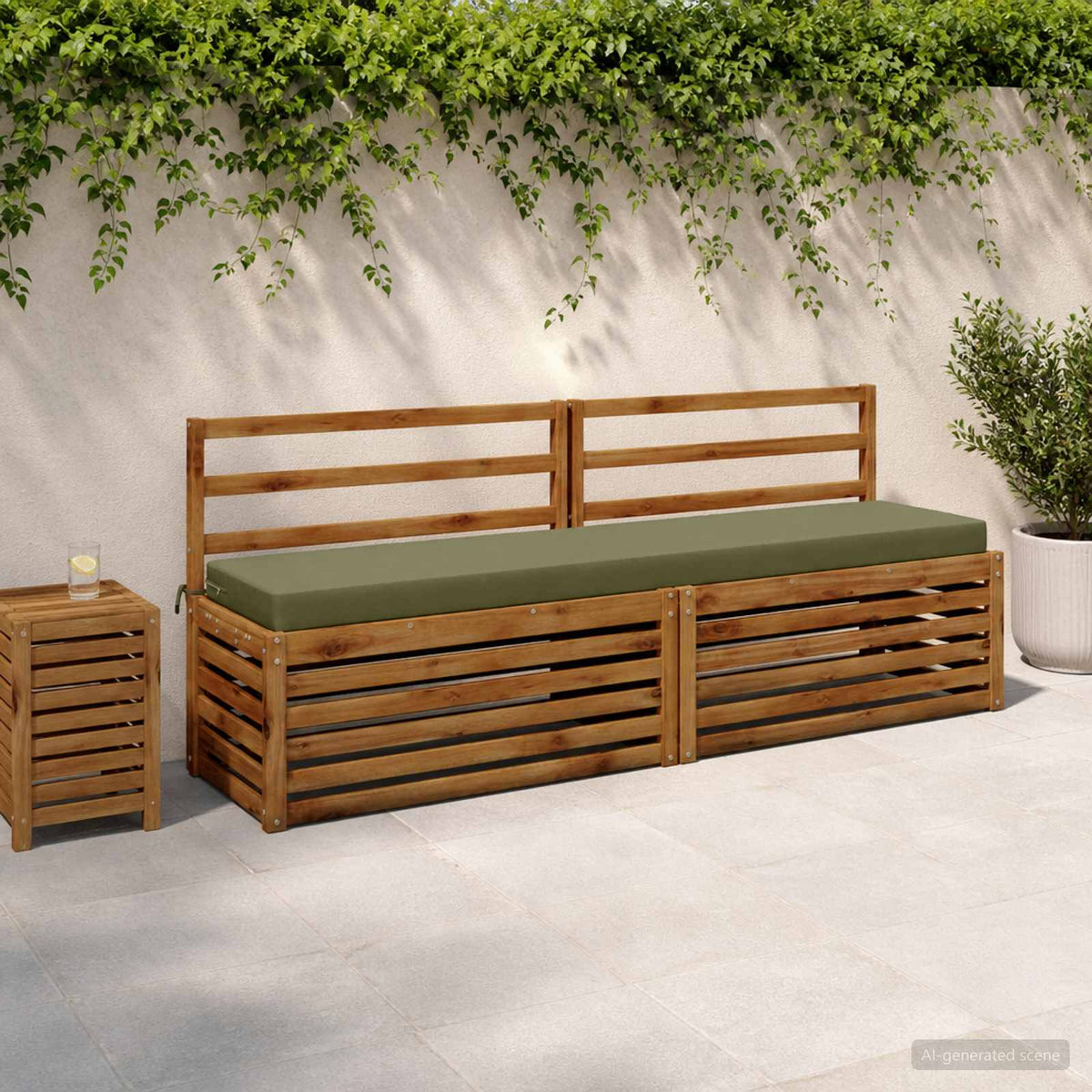 Vidaxl bankkussen soest 100% polyester olijfgroen 200 x 40 x 8 cm