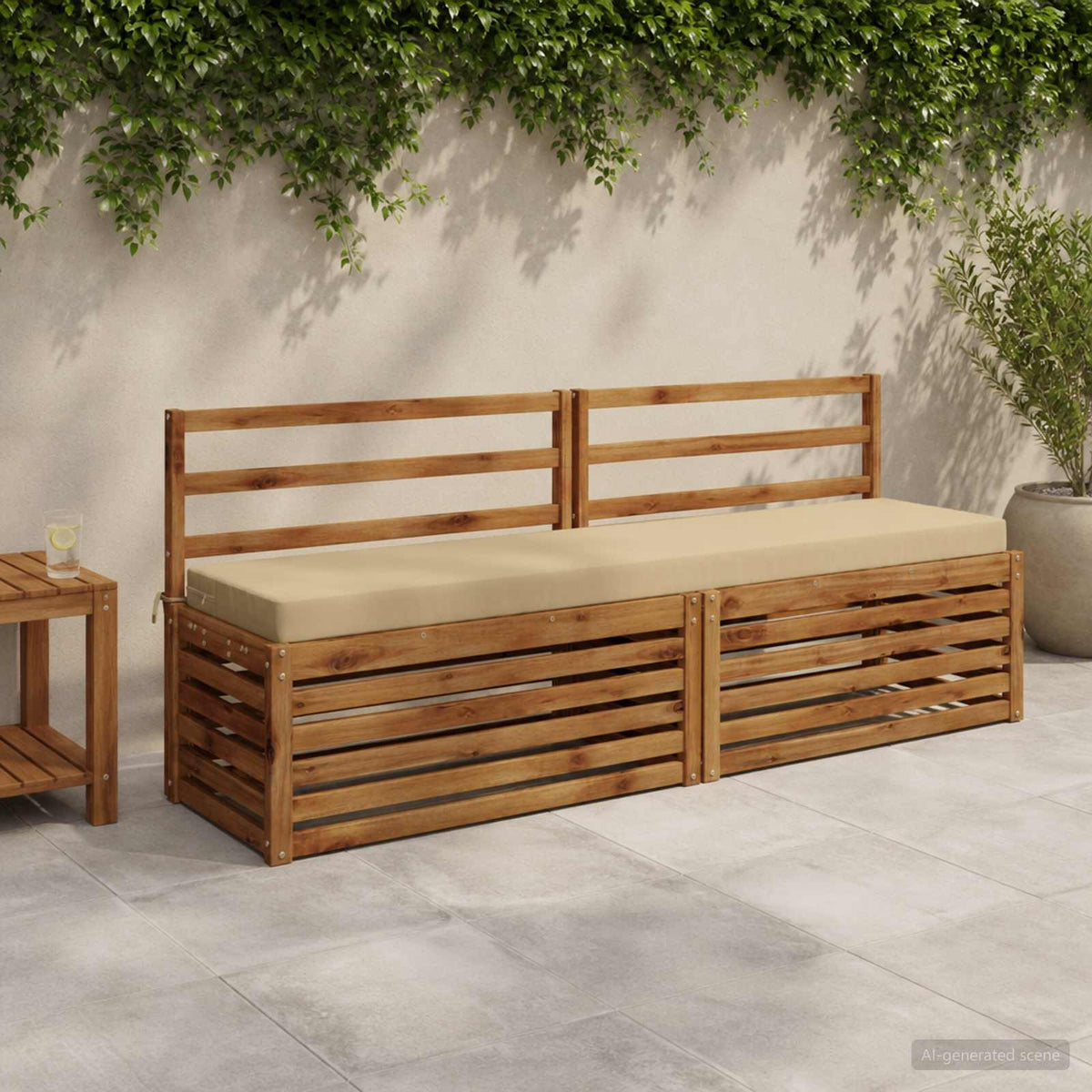 Vidaxl bankkussen soest 100% polyester beige 200 x 40 x 8 cm