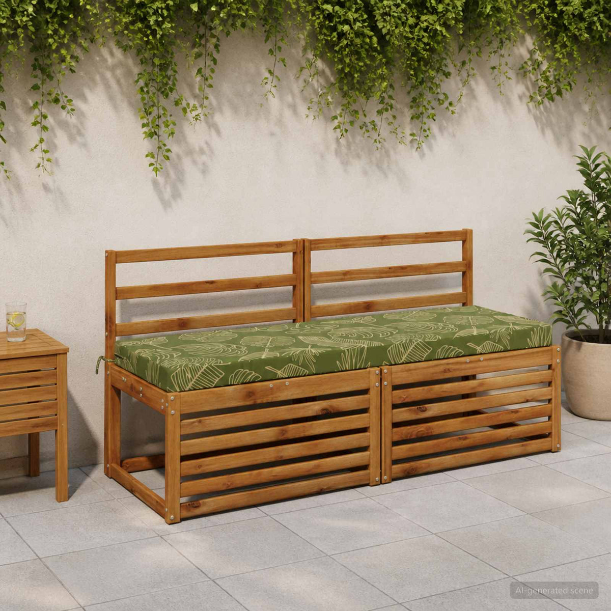 Vidaxl bankkussen soest 100% polyester bladontwerp 140 x 50 x 8 cm