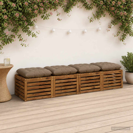 Vidaxl zitkussens vianen 4 st 100% polyester taupe 45 x 45 x 12 cm