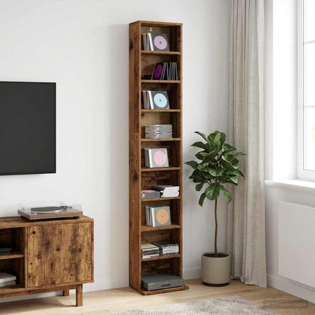 Vidaxl cd kast oud hout 33 x 23,5 x 175 cm bewerkt hout