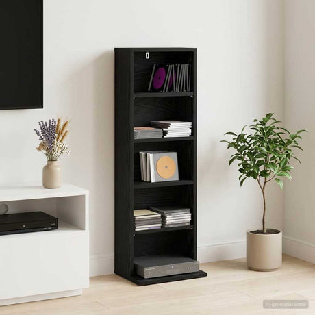 Vidaxl cd kast zwart eiken 33 x 23,5 x 97,5 cm bewerkt hout