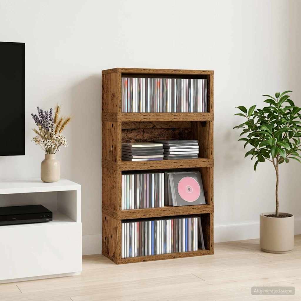 Vidaxl cd opslag rek 4 st oud hout 40 x 17 x 17 cm bewerkt hout