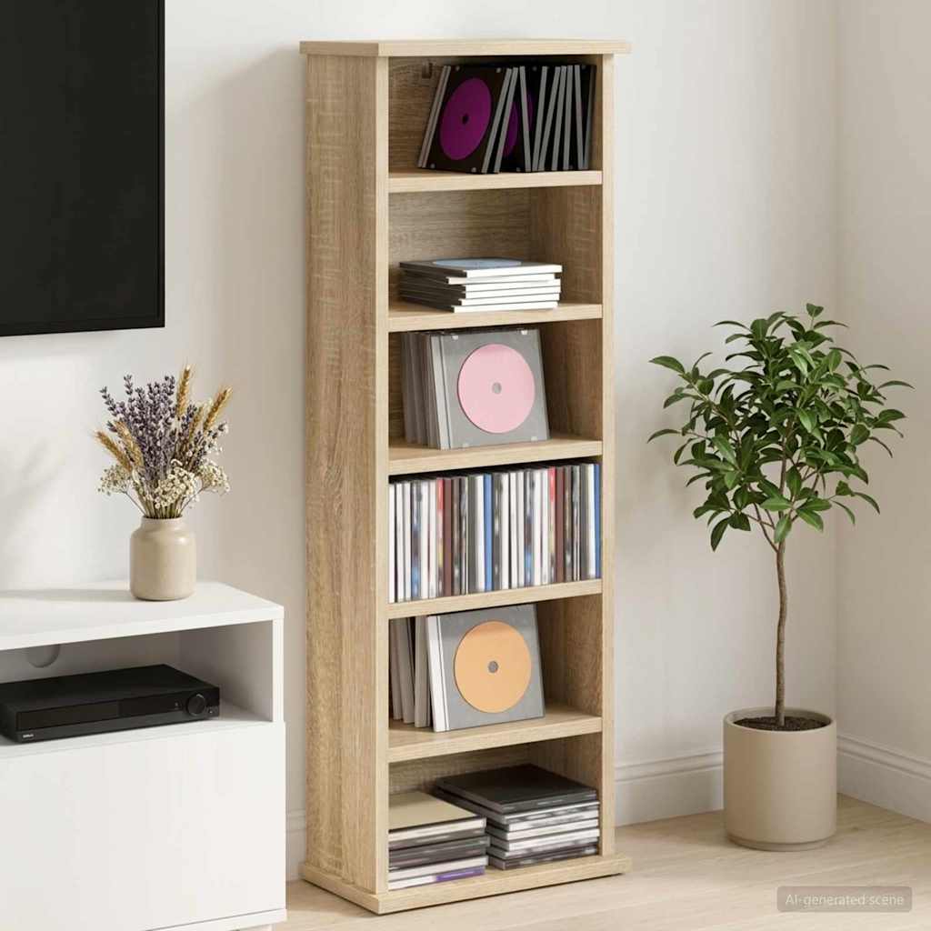 Vidaxl cd kast sonoma eiken 60 x 17 x 92 cm bewerkt hout