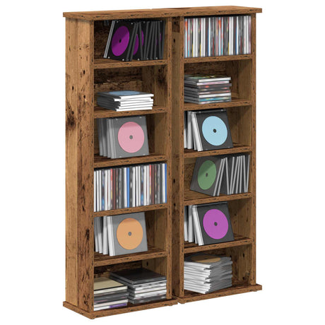 Vidaxl cd kast 2 st oud hout 60 x 17 x 92 cm bewerkt hout