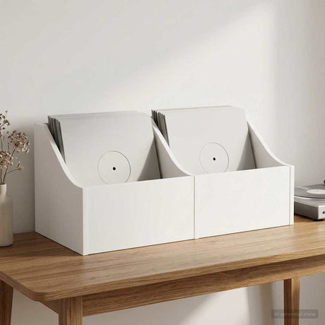 Vidaxl lp recorddoos 2 st wit 37 x 33 x 32 cm bewerkt hout