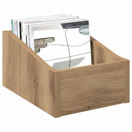 Vidaxl lp recorddoos artisanaal eiken 23 x 33 x 16 cm bewerkt hout
