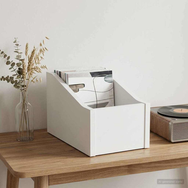 Vidaxl lp recorddoos wit 18 x 32 x 18 cm bewerkt hout