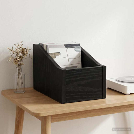 Vidaxl lp recorddoos zwart eiken 18 x 32 x 18 cm bewerkt hout