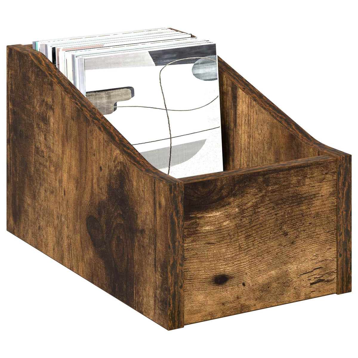 Vidaxl lp recorddoos gerookt eiken 18 x 32 x 18 cm bewerkt hout