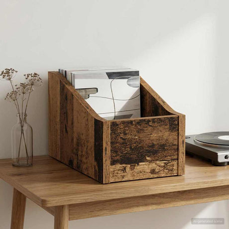 Vidaxl lp recorddoos oud hout 18 x 32 x 18 cm bewerkt hout
