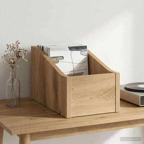 Vidaxl lp recorddoos artisanaal eiken 18 x 32 x 18 cm bewerkt hout