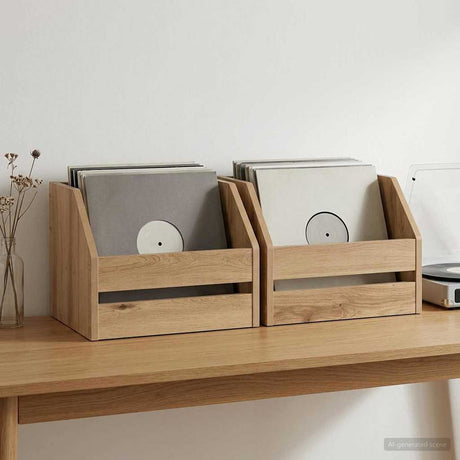 Vidaxl vinyl album doos 2 st artisanaal eiken 38 x 30 x 29 cm