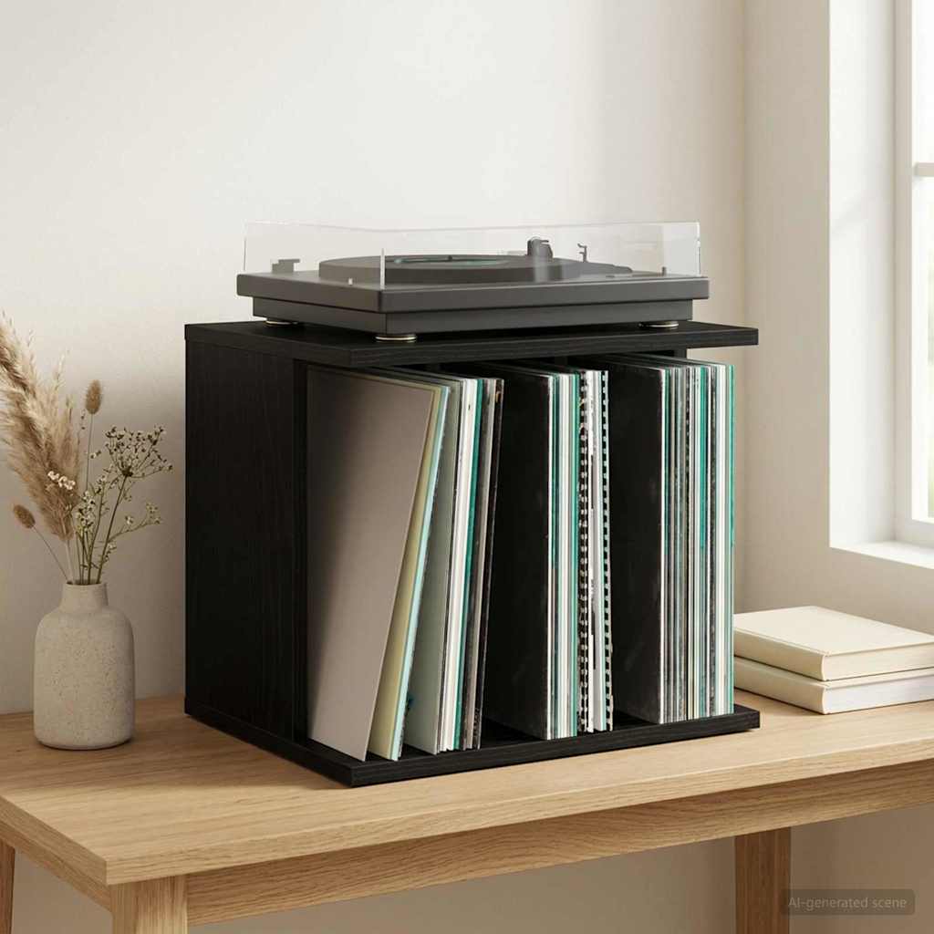 Vidaxl vinyl platenspeler opslag zwart eiken 42 x 33 x 36 cm