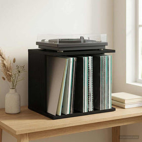Vidaxl vinyl platenspeler opslag zwart eiken 42 x 33 x 36 cm
