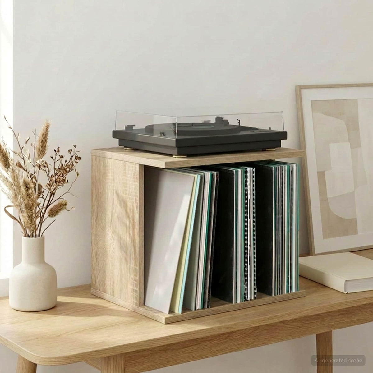Vidaxl vinyl platenspeler opslag sonoma eiken 42 x 33 x 36 cm