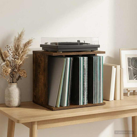 Vidaxl vinyl platenspeler opslag gerookt eiken 42 x 33 x 36 cm