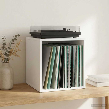 Vidaxl vinyl album doos wit 37 x 36,5 x 38 cm bewerkt hout