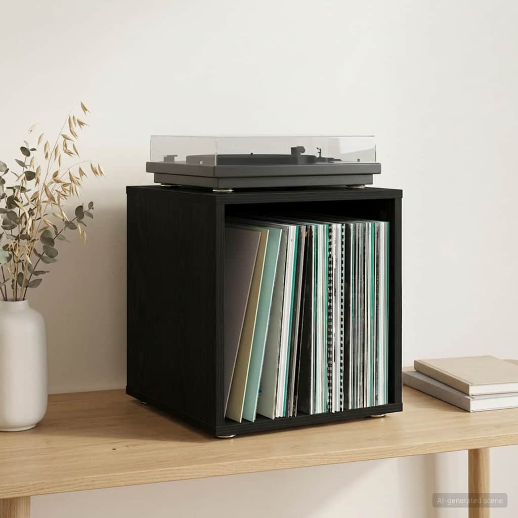 Vidaxl vinyl album doos 2 st zwart eiken 37 x 36,5 x 38 cm