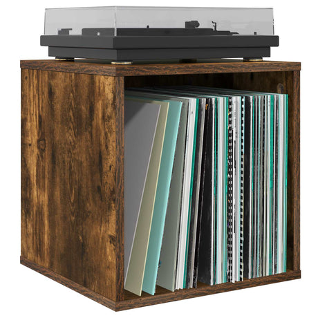 Vidaxl vinyl album doos gerookt eiken 37 x 36,5 x 38 cm bewerkt hout
