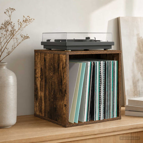 Vidaxl vinyl album doos 2 st gerookt eiken 37 x 36,5 x 38 cm