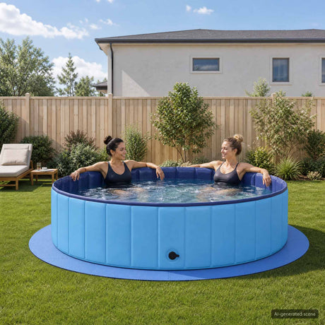 Vidaxl zwembad grondmat 16 st ø 235 cm rond eva schuim blauw