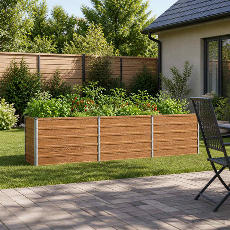 Vidaxl verhoogd tuinbed houtbruin 240 x 40 x 55 cm koudgewalst staal
