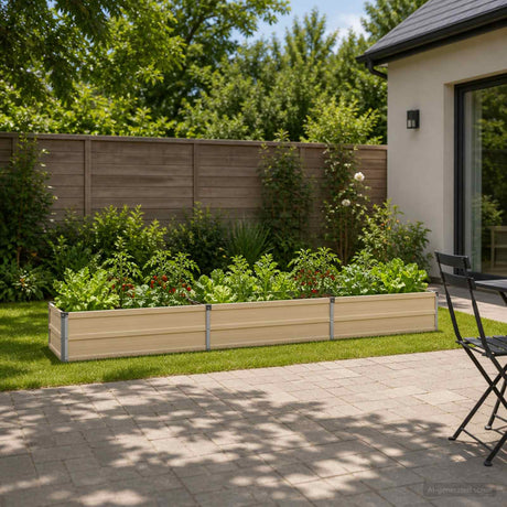Vidaxl verhoogd tuinbed ivoor 240 x 40 x 24 cm koudgewalst staal