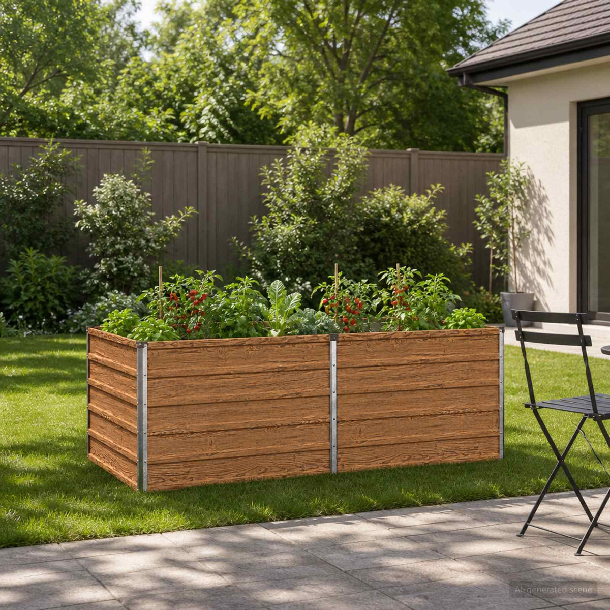 Vidaxl verhoogd tuinbed houtbruin 160 x 80 x 55 cm koudgewalst staal